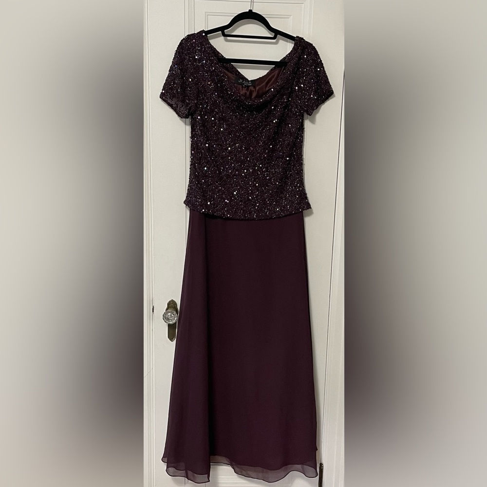 Plum color , sequin top gown , size 12